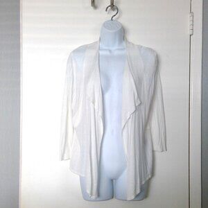 NEW Simply Vera Vera Wang White Cardigan Sweater Waterfall 3/4 Sleeve NWOT S